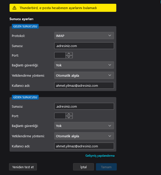 Web Doktoru - Mozilla Thunderbird E-posta Ekleme